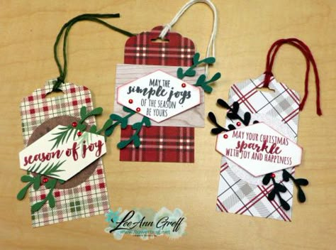 Home Made Gift Tags Christmas, Christmas Tags Stampin Up Ideas, Stampin Up Christmas Tags 2024, Christmas Gift Tags Stampin Up, Christmas Tags Ideas, Christmas Tag Ideas, Punch Christmas, Tags Stampin Up, Christmas Tags Handmade