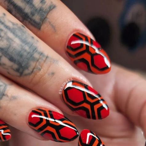 Dracula Nail Art, The Shining Nail Art, The Office Nails, Horror Movie Nail Art, Stephen King Nails, Horror Film Nails, Twin Peaks Nails, The Shining Nails, Mothman Nails