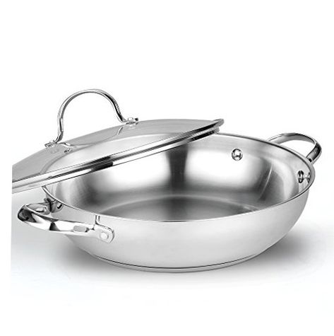 https://ventalio.com/product/12-inch-30cm-classic-stainless-steel-everyday-chefs-stir-fry-pan/ Wok Stir Fry, Induction Stove Top, Deep Frying Pan, Induction Cookware, Cookware Set Stainless Steel, Stainless Steel Pans, Timeless Kitchen, Stainless Steel Cookware, Fry Pan