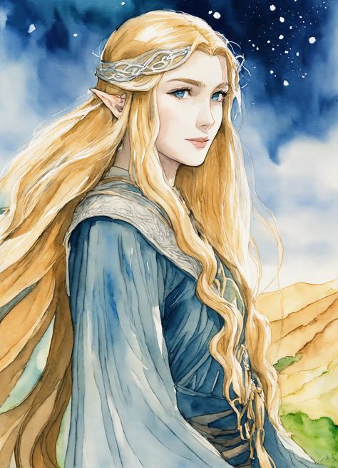 Galadriel Lord Of The Rings, Galadriel And Sauron, Elf Woman, Lotr Elves, Vagabond Manga, Tolkien Elves, Middle Earth Art, Elf Girl, Grey Horse