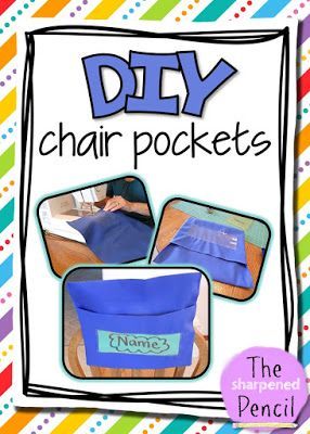 Classroom Chair Covers, Student Chair Pockets, School Chair Pockets, Seat Sacks, Pocket Ideas, Chair Pockets, Classroom Chair, Student Chair, Organized Classroom