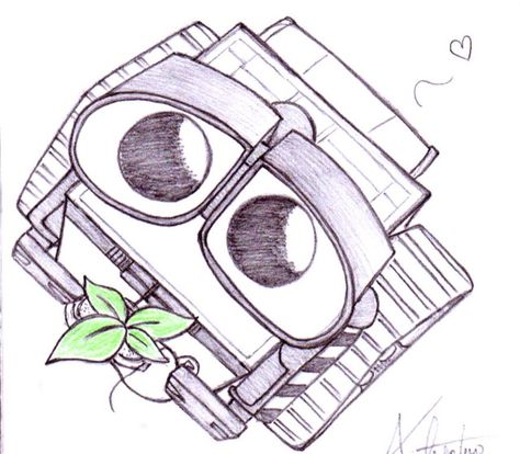 Wallie Drawings, Walle Drawings, Wall E Drawing, Baymax Drawing, Pop Culture Tattoos, Culture Tattoos, Wall E Eve, Disney Character Drawing, Black And White Art Drawing