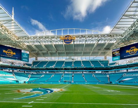 Miami Dolphins Stadium, Nfl Stadium, Hard Rock Stadium, Brickell City Centre, Stadium Architecture, Residential Tower, Nfl Stadiums, Dolphins Football, Soccer Stadium