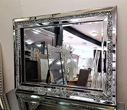 Living Room Silver, Magnolia Christmas, Wall Mounted Makeup Mirror, Crushed Diamonds, Rooms Decor, Silver Wall Mirror, Silver Wall, Decorative Wall Mirror, Luxury Mirror