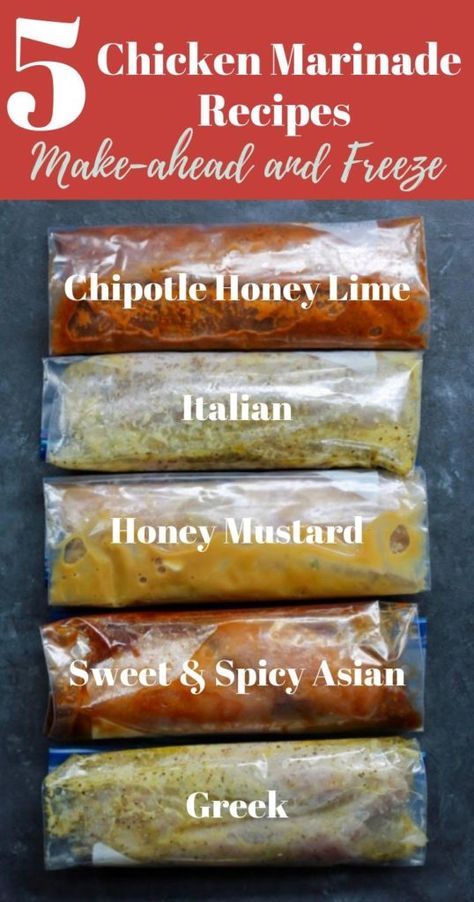 Chicken Marinade Recipes to Freeze! - Organize Yourself Skinny Best Chicken Marinades, Recipes To Freeze, Honey Mustard Chicken Marinade, Chicken Breast Marinade Recipes, Freezing Chicken, Best Chicken Marinade, Marinating Chicken Breast, Chicken Marinade Recipes, Easy Freezer Meals