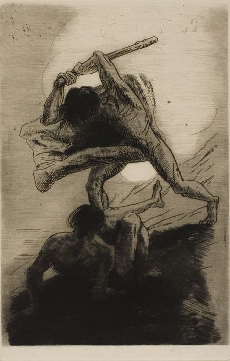 Odilon Redon - Cain and Abel, 1886, Etching and drypoint on ivory laid paper | The Art Institute of Chicago William Strang, Cain And Abel, Odilon Redon, Propaganda Art, Rennaissance Art, The Art Institute Of Chicago, Don Quixote, The Don, Art Video