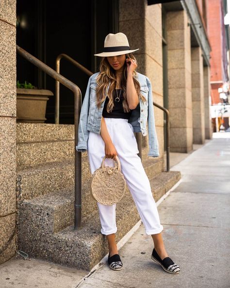 Linen Pants Outfit Summer, White Linen Pants Outfit, Fedora Outfit, Hat Outfit Summer, Fedora Hat Outfits, Mia Mia Mine, Linen Pants Outfit, White Pants Outfit, Summer Pants Outfits