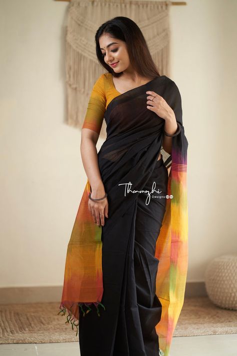 Black Cotton Saree, Cotton Saree Blouse Designs, Simple Saree Designs, Cotton Saree Blouse, Cotton Sarees Online, Latest Model Blouse Designs, Cotton Saree Designs, Simple Sarees, Silk Saree Blouse Designs