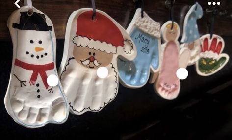 Christmas Hands And Feet Crafts For Kids, Foot Print Christmas Ornaments, Homemade Christmas Gifts Air Dry Clay, Infant Clay Crafts, Handmade Christmas Ornaments Handprint, Toddler Clay Ornaments, Christmas Toddler Ornament Craft, Baby Made Christmas Gifts, Baby Homemade Christmas Gifts