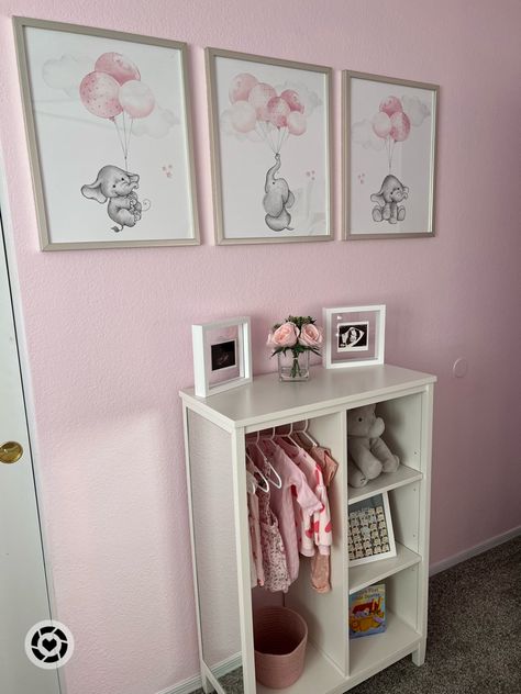 Pink And Grey Baby Room Elephants, Pink And Grey Elephant Nursery, Baby Nursery Elephant Theme, Pink Elephant Nursery Ideas, Baby Girl Nursery Elephant Theme, Elephant Themed Nursery Girl, Baby Girl Elephant Nursery, Pink Animal Nursery, Elephant Theme Nursery