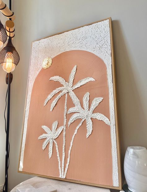 Boho Texture, Tree Textures, Palm Tree Art, Tropical Painting, Clay Crafts Air Dry, Textured Canvas Art, Textured Artwork, Amazing Art Painting, Boho Art