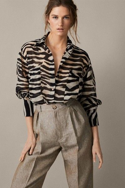 New Spring Fashion At Massimo Dutti Natural Gamine, Work Outfits Frauen, Mode Prints, Flamboyant Natural, Print Shirts Women, Massimo Dutti Women, Stylish Work Outfits, Business Outfit, Chiffon Shirt