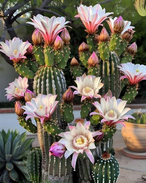 Country Livin🌼 | 🌵 Majestic Argentine Giant Cactus (Echinopsis candicans) | Facebook Argentine Giant Cactus, Giant Cactus, White And Pink Flowers, Florida Gardening, Plant Decor Indoor, Cactus Garden, Cactus Flower, Cactus And Succulents, Pin Board