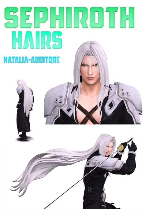 Sephiroth's New Hair | Natalia-Auditore sur Patreon Elf Hair, Anime Long Hair, Sims 4 Cas Mods, Sims 4 Anime, Sims 4 Cc Packs, Fantasy Hair, Sims Hair, Sims 4 Mods Clothes, Sims 4 Cc Finds