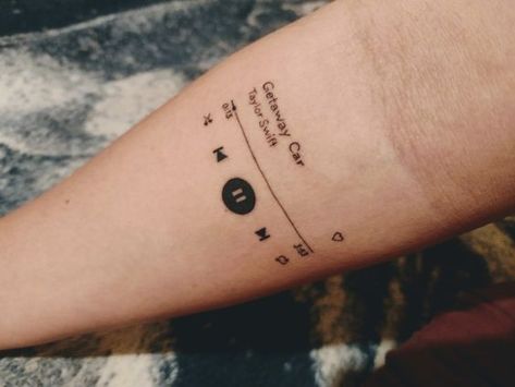 Spotify Song Tattoo, Playlist Tattoo, Latin Word Tattoos, Song Tattoos Ideas, Spotify Tattoo, Simplicity Tattoos, Tattoos Mom, Word Tattoo Ideas, Happiness Tattoo