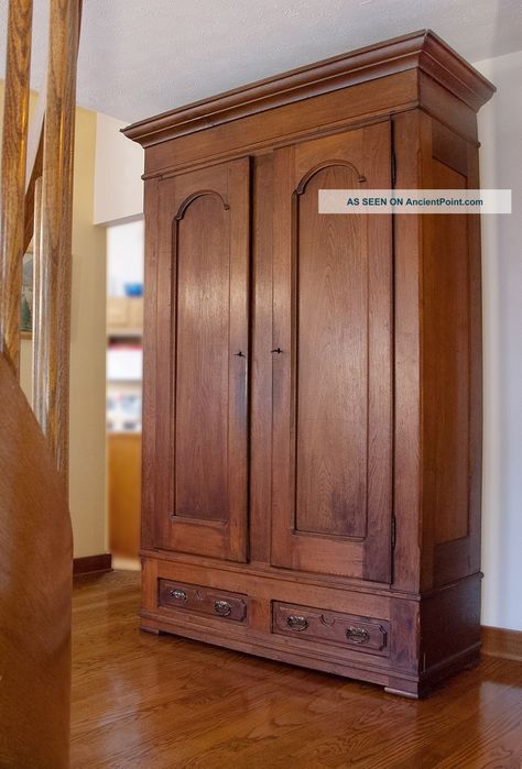 Antique Walnut Knock - Down Armoire. 1900-1950 photo Antique Wardrobe Closet, Clothing Armoire, Closet Furniture, Wooden Armoire, Antique Wardrobe, White Furniture Living Room, Wood Armoire, Antique Armoire, Wood Wardrobe