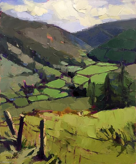 Wicklow Mountains by Trisha Adams, Oil, 20 x 16 Oil Painting Impasto, Palette Knife Oil Painting, Oil Painting With Palette Knife, Palette Knife Painting Abstract, Palette Knife Landscape, Wicklow Mountains, Landscape Painting Tutorial, Palette Knife Art, Irish Landscape