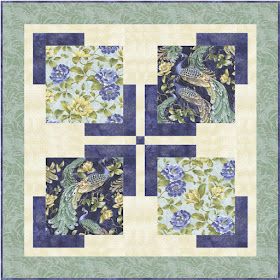 Peacock Quilt, Japanese Quilt Patterns, Quilted Items, Quilt Sampler, Asian Quilts, Medallion Quilts, Panel Quilt Patterns, Big Block Quilts, Fabric Panel Quilts