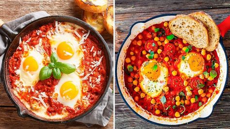 Here's The Difference Between Eggs In Purgatory And Shakshuka — Tasting Table Eggs In Purgatory, Egg Dishes, Egg Dish, Serious Eats, Tasting Table, Food Facts, Breakfast Brunch Recipes, Grocery Lists, Brunch Recipes