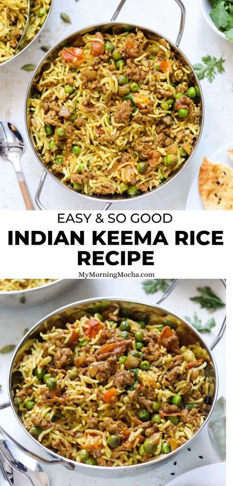 Here's how to make the best restaurant style keema rice with this quick and simple recipe. It takes just 20 minutes and is so tasty. Keema Rice, Kima Recipe, Keema Recipe, Keema Recipes, Gluten Free Chilli, Savoury Recipes, Rice Dishes, Simple Recipe, Garam Masala