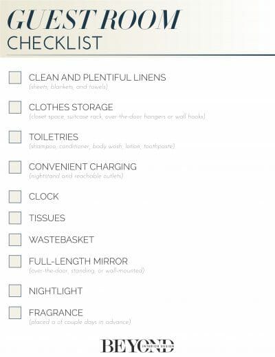 Guest room checklist: The 10 essentials - Beyond Interior Design Room List, Guest Room Essentials, Personal Financial Statement, Home Bedroom Design, Room Checklist, Super Teacher, Checklist Template, Teacher Worksheets, Design Room