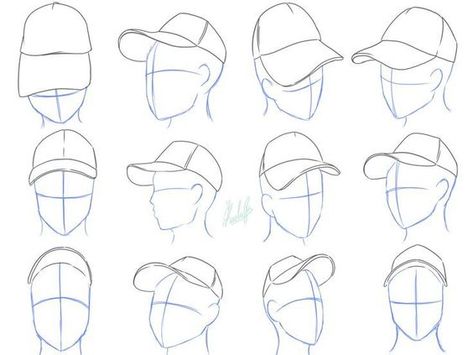 Hair With Hat Drawing Reference, Backwards Cap Drawing Reference, Guy With Hat Drawing, Person With Hat Reference, Person Wearing Hat Reference, Fitted Hat Drawing, Wearing Hat Reference, Baseball Hat Reference, Cap Reference Drawing