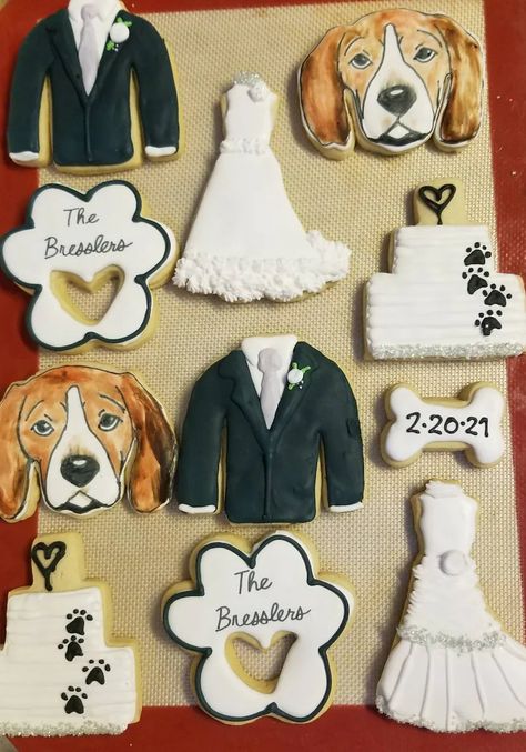 Wedding Cookies-dog or Cat Theme - Etsy Dog Themed Wedding, Engagement Cookies, Dog Biscuit, Wedding After Party, Baby Cookies, Dog Bones, Dog Biscuits, Wedding Cookies, Dog Wedding