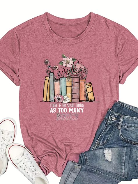 Faster shipping. Better service Book Nerd Shirts, Bookworm Shirt, Librarian Shirt, Reading Shirts, Round Neck Shirt, Book Shirts, Flower Shirt, Plus Size Kleidung, Top Casual