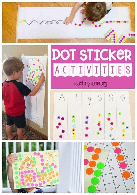 Dot Sticker Activities - lots of fun ways to learn with dot stickers! Dot Sticker Activities, Sticker Activities, Toddler Fine Motor Activities, Educational Toddler Activities, Teaching Mama, Toddler Homeschool, Dot Stickers, Toddler Education, Early Learning Activities