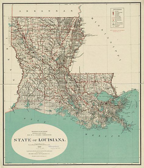 This is a vintage map of Louisiana originally produced in 1887. • Also buy this artwork on wall prints, apparel, stickers, and more. Map Of Louisiana, Louisiana Map, Louisiana State, Old Maps, Historical Maps, Vintage Map, Vintage Wall, Vintage Wall Art, Buy Vintage