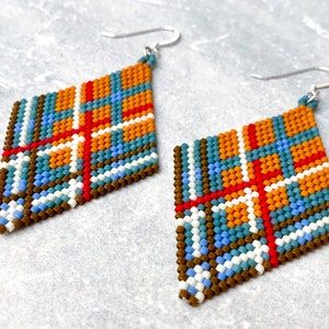 Macdonald Tartan, Royal Stewart Tartan, Stewart Tartan, Star Wars Inspired, Brick Stitch Earrings, Plaid Fabric, Custom Hand Painted, Tartan Pattern, Brick Stitch