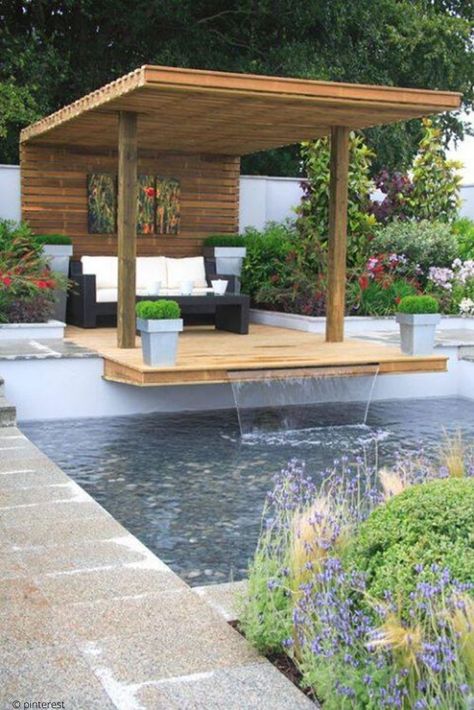 Backyard Water Feature Diy, Building A Porch, Backyard Gazebo, Backyard Water Feature, Pergola Design, Waterfalls Backyard, Backyard Pergola, Pergola Plans, Pergola Patio