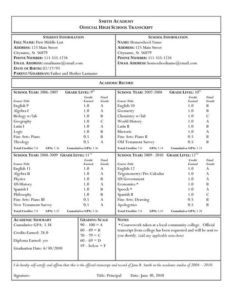 High School Transcript Template, Transcript Template, High School Plan, Homeschool Transcripts, High School Transcript, Template Free Printable, Student Resume, High School Diploma, School Plan