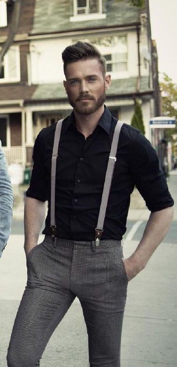 yes to all How To Wear Suspenders, Suspenders Men Fashion, Suspenders Outfit, Grey Slacks, Suspenders Men, Hipster Man, Hipster Mens Fashion, Mens Fashion Classy, Mens Fashion Trends