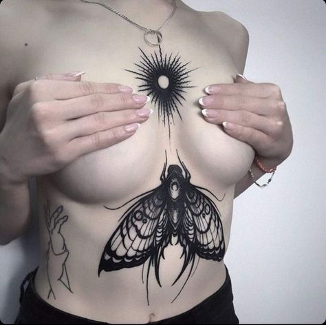 Stomach Tattoo, Goth Tattoo, Studio Tattoo, Insect Tattoo, Wicked Tattoos, 4 Tattoo, Flash Tattoo Designs, Creepy Tattoos, Moth Tattoo