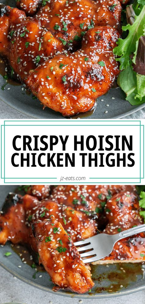 Sides For Chicken Thighs, Easy Chicken Thigh Recipes Quick, Hoisin Chicken Thighs, Broiled Chicken Thighs, Hoisin Chicken, Things To Cook, Grilled Recipes, Chicken Receipes, Homemade Chinese Food