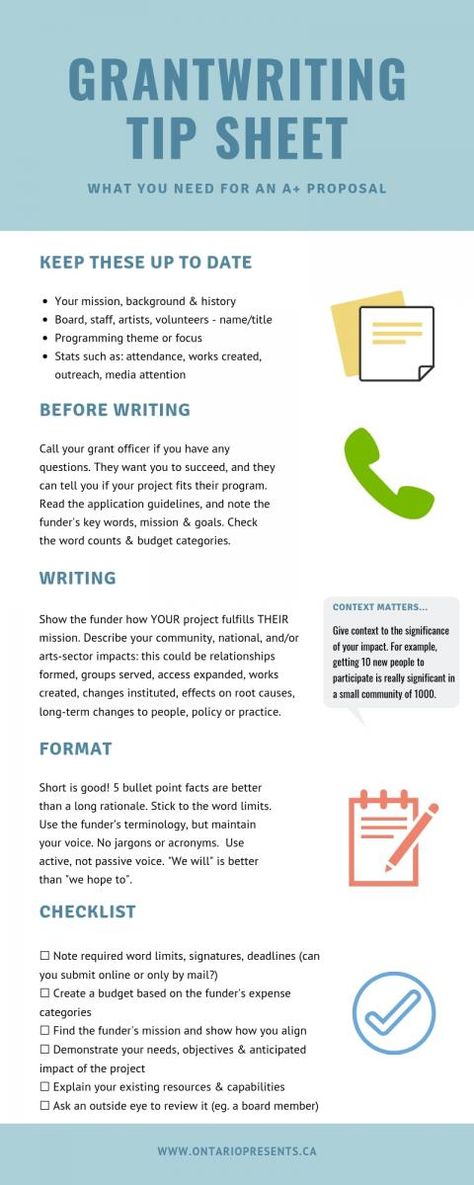 Grant Writing Tip Sheet | Ontario Performing Arts Presenting Network Free Grant Writing Courses, Grant Writing Tips, Grant Writing Template, Donor Stewardship, How To Apply For Grants Money, Freelance Grant Writing, Grant Writing Non Profit, Grant Proposal Writing, School Grants