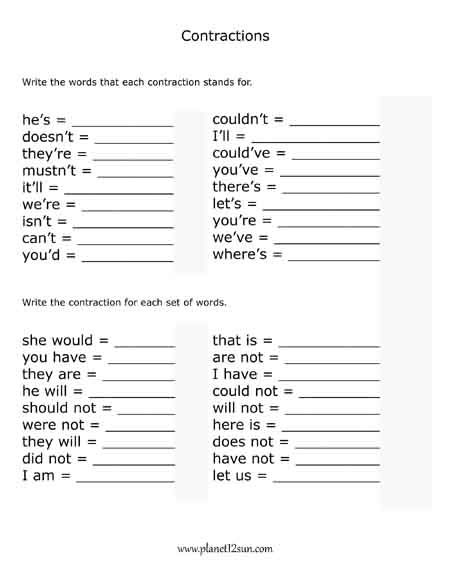 Contractions. Apostrophes. Grammar Worksheets High School, Contractions Worksheet, 4th Grade Reading Worksheets, Worksheets 3rd Grade, Teaching Clipart, Language Arts Worksheets, 2nd Grade Writing, Homeschool Worksheets, Have Fun Teaching