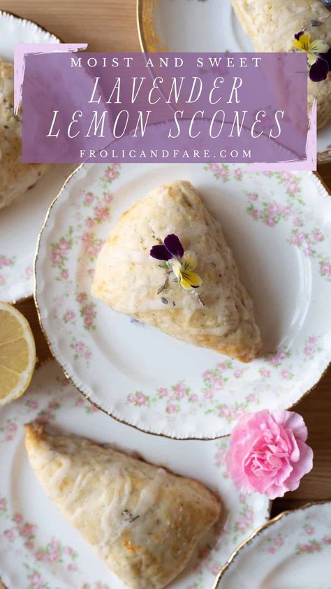 Lemon Lavender Scones, Lemon Scones Recipe, Lavender Scones, Lavender Recipes, Lemon Scones, Lavender Syrup, Scones Recipe, Lavender Lemon, Lemon Lavender