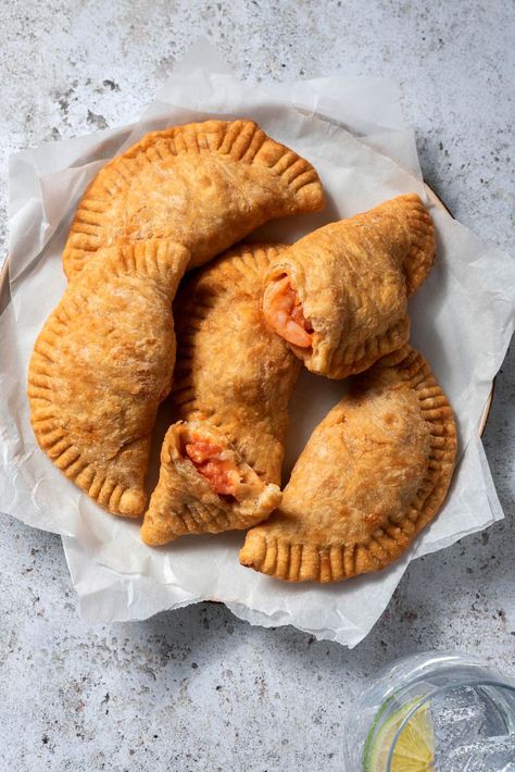 Seafood Empanadas, Shrimp Empanadas, Shrimp Empanadas Recipe, Spain Empanadas Recipe, Seafood Empanadas Recipe, Unique Empanada Fillings, Dominican Beef Empanadas Recipe, Chilean Empanadas Dough, Cheese Empanadas Recipe