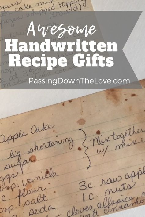 Handwritten Recipe Gifts to Celebrate and Preserve Family Favorites Handwritten Recipes On Tea Towels, Frame Old Recipes, How To Display Old Recipes, Recipe Gifts Handwritten, Handwritten Recipe Gift, Framed Recipe Cards, Recipe On Tea Towel, Recipe Scrapbooking Ideas, Family Recipe Book Ideas