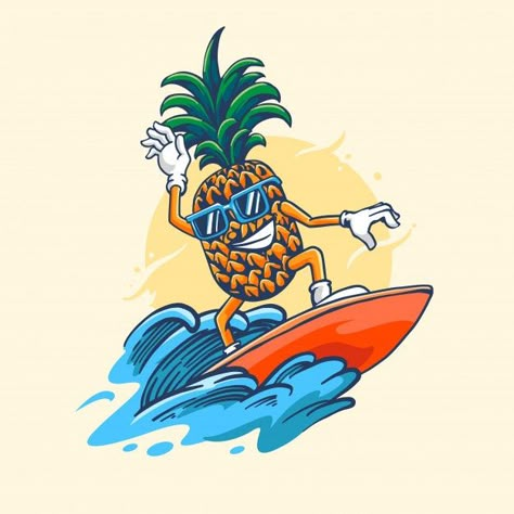 Beach Cartoon Illustration, Summer Drawings Ideas, Cute Summer Drawings, Surfer Cartoon, Surf Cartoon, Cartoon Surfer, Surfing Drawing, Summer Drawing Ideas, Surfing Cartoon