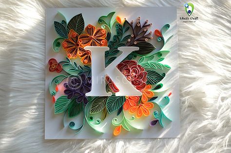 K Letter Quilling, Couple Wall Decor, Monogram K, Monogram Nursery, Love Patience, Quilling Letters, Paper Quilling For Beginners, Paper Quilling Jewelry, Wedding Gift For Couple