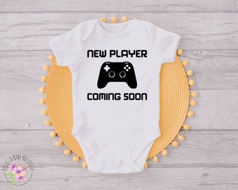 Excited to share this item from my #etsy shop: New Player Coming Soon Onesie, Gaming Pregnancy Announcement Outfit, New Baby Announcement Onesie For Gamers #birthday #halfwaylevelone #gamingbabyonesie #babygameronesie #newplayercoming #gamingpregnancy #babyannouncement #newsiblingbaby Coming Soon Onesie, Pregnancy Announcement Outfit, Announcement Outfit, Fall Onesie, Cake Smash Outfit Girl, Baby Announcement Onesie, Announcement Onesie, New Baby Announcement, Pregnancy Announcement Onesie