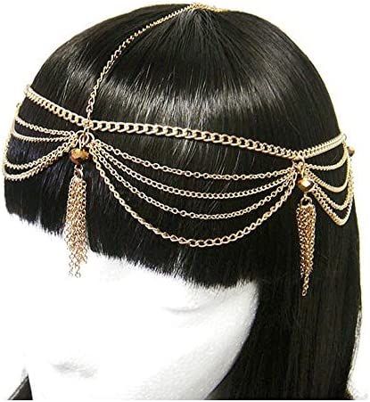 Chain Hair Accessories, Egyptian Hairstyles, Egyptian Fashion, Gold Bangles Indian, Egyptian Style, Hair Chains, Long Pearl Necklaces, Mangalsutra Designs, Head Chain