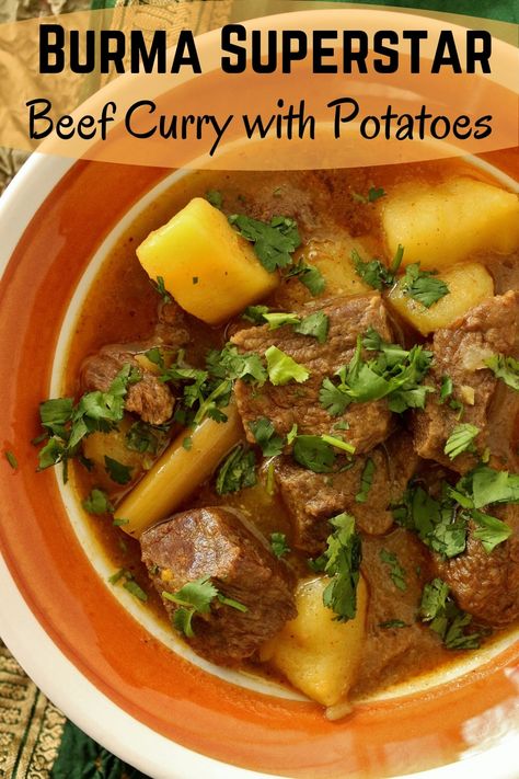 Burmese Beef Curry Recipe, Burmese Curry, Myanmar Food Recipe, Savory Sweet Potato Recipes, Curry With Potatoes, Slow Cooker Beef Curry, Beef Curry Recipe, Burmese Food, Stew Beef