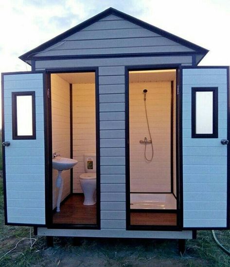 Outdoor Restroom Ideas, Outdoor Toilet And Shower Ideas, Outdoor Toilet Ideas, Outdoor Toilet And Shower, Outdoor Changing Room, Outdoor Restroom, Outhouse Bathroom, Outside Toilet, Outdoor Shower Diy