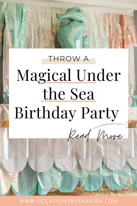 Mermaid Theme 3rd Birthday Party, Mermaid Theme Party Food Ideas, Mermaid 3rd Birthday Party Decorations, Mermaid Birthday Party Three Year Old, Mermaid Winter Birthday Party, Indoor Mermaid Party Games, Backyard Mermaid Party, Under The Sea Teenage Party, Diy Mermaid Party Decor