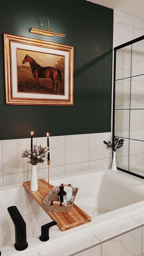 KADY ✨ on Instagram: “I think this is the greatest home project I’ve ever done. The antique equestrian portrait is 🤌🏼 chef’s kiss 🤌🏼 I bought the digital print…” Ralph Lauren Bathroom Design, Ralph Lauren Bathroom Decor, Polo House Decor, Polo Home Decor, Polo Ralph Lauren Home Decor, Ralph Lauren Home Bathroom, Ralph Lauren Inspired Bathroom, Ralph Lauren Inspired Living Rooms, Ralph Lauren Bathroom Ideas