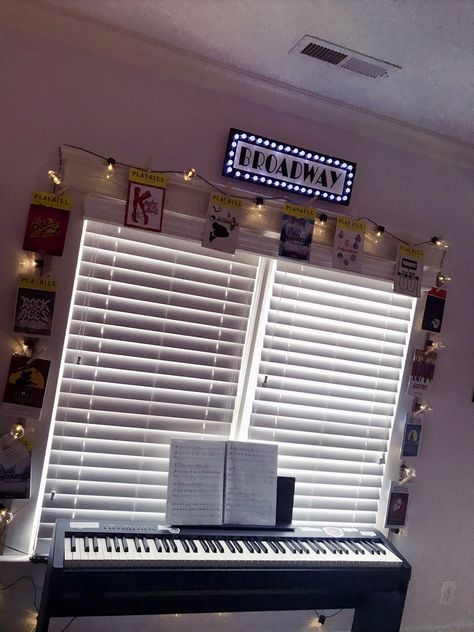 Broadway playbill display Musical Theater Bedroom Ideas, Theatre Themed Bedroom, Broadway Playbills Display, Musical Theatre Bedroom Ideas, Broadway Themed Bedroom, Broadway Bedroom Ideas, Theater Themed Bedroom, Musical Theatre Bedroom, Broadway Room Decor